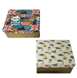 CAIXA PRESENTE 17X17X8CM KRAFT ESTAMPADA