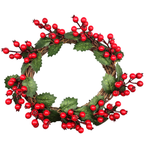 GUIRLANDA FOLHAS COM AZEVINHOS 33CM