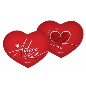 ALMOFADA CORAÇÃO 42X35CM ADORO VOCÊ MEU CORAÇÃO É SEU