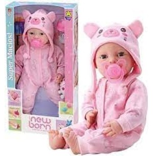 BONECA DIVER NEW BORN C/ MAMADEIRA E PIJAMA