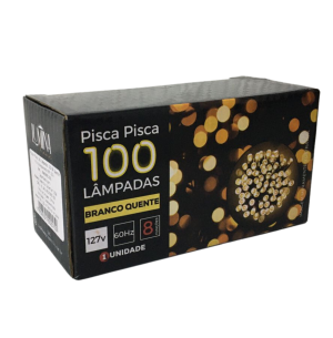 PISCA LED FIO TRANSPARENTE 8 FUNÇÕES 100L BRANCO QUENTE 9M