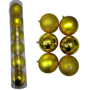 BOLA TUBO 10CM 6UN MISTA DOURADA