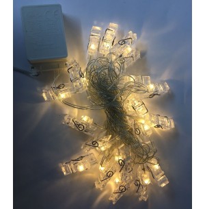  PISCA CORDÃO 20 LEDS PREGADOR AMARELO