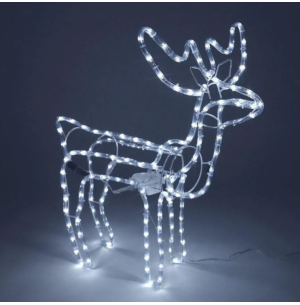 FIGURA RENA LED MOV.MACHO BRANCO 66CM