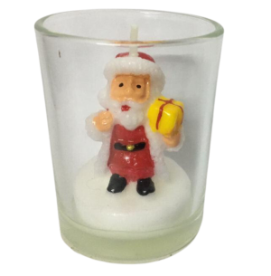 CASTIÇAL VIDRO C/VELA FORMATO 6CM