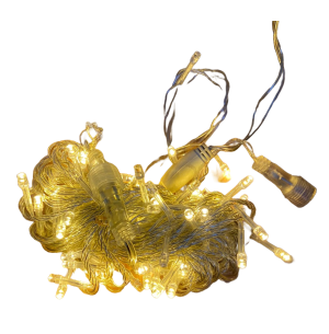 PISCA 100 LEDS FIO TRANSPARENTE AMARELO FIXO 8 METROS