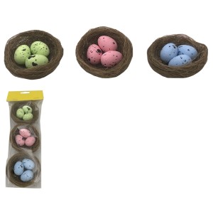 PÁSCOA NINHO C/ 3 OVOS 6CM