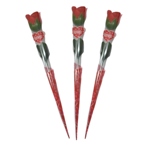 FLOR BOTÃO ROSA 32CM CELOFANE