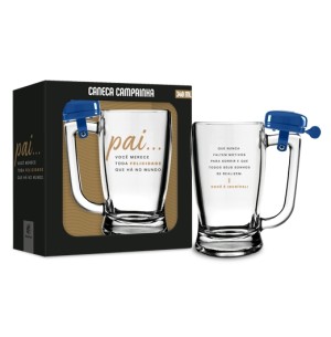 CANECA VIDRO 340ML TABERNA C/ CAMPAINHA PAI TODA FELICIDADE