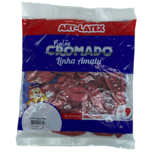 BALÃO AMALU CROMADO 9 VERMELHO C/25