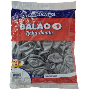 BALÃO AMALU METAL 9 PRATA C/50