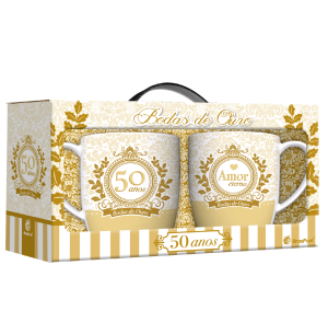 CANECA PORC.300ML URBAN C/2 BODAS DE OURO