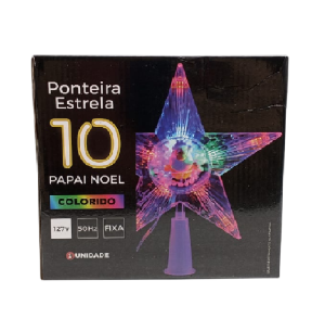  PISCA PONTEIRA ESTRELA 10 LEDS 18CM COR PAPAI NOEL