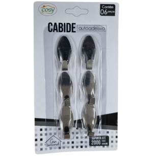 GANCHO ADESIVO INOX 6UN