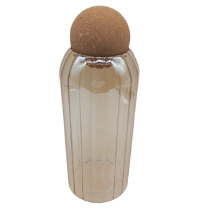 GARRAFA VIDRO 25CM TAMPA BOLA CORTIÇA ÂMBAR