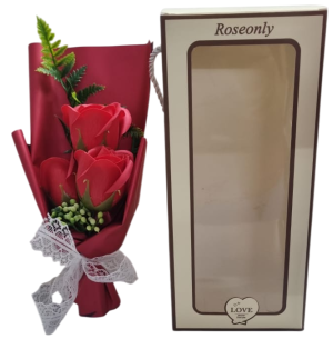 FLOR BOTÃO ROSA 24CM C/3UN CX C/VISOR