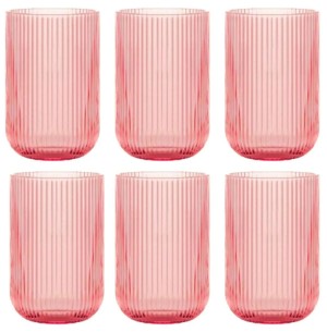 COPO VIDRO 460ML 6UN ROSA