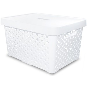 CESTO PLÁST.35X26X20CM C/TAMPA BRANCO