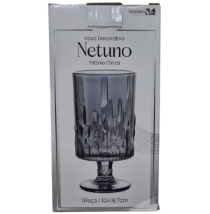 VASO VIDRO 18CM TITÂNIO CINZA