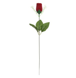 FLOR BOTÃO ROSA AVELUDADO 42CM