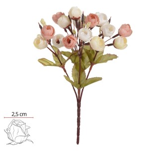 FLOR BUQUÊ ROSA MINI X5 23CM PÊSSEGO