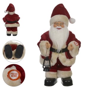 PAPAI NOEL 30CM MUS.MOV. C/ LAMPIÃO