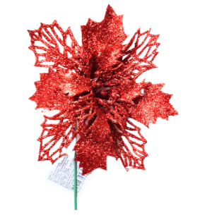 FLOR BICO DE PAPAGAIO GLITTER 15CM VERMELHA
