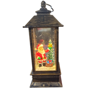  LAMPIÃO VIDRO LED 13CM PAPAI NOEL