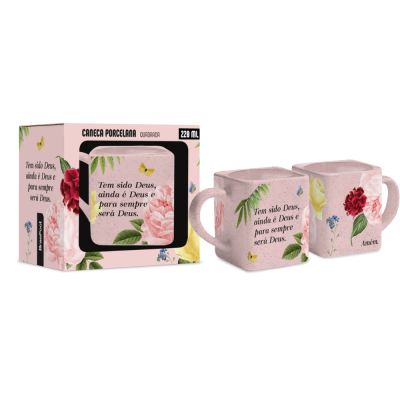 CANECA PORC.220ML QUADRADA TEM SIDO DEUS AINDA