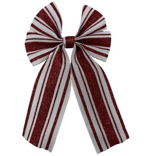 ENFEITE LAÇO 15CM DUPLO VM/BR GLITTER