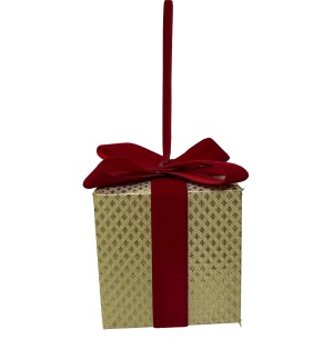  ENFEITE CX PRESENTE C/ LAÇO 6CM DOURADA 