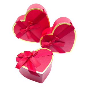 CAIXA PRES. CORAÇÃO 3 TAM.21.18.16CM VINHO