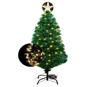 ÁRVORE LED 90CM FIBRA ÓTICA PÉ METAL AMARELO