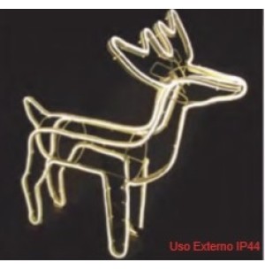 FIGURA RENA LED MANGUEIRA FIXO AMARELO 62X12X62CM