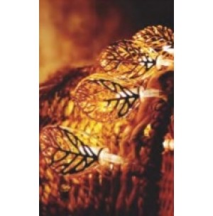 PISCA CORDÃO 20 LEDS FOLHA METAL DOURADA